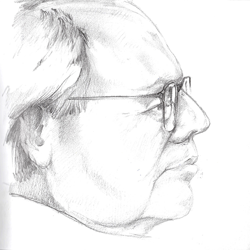 hand drawn sketch of man's profile