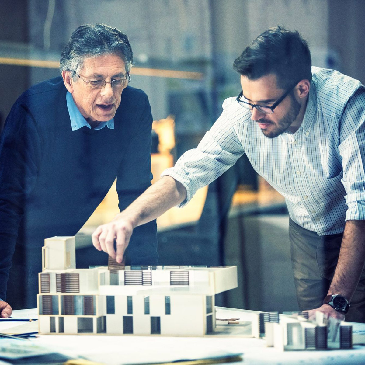 Architect with model