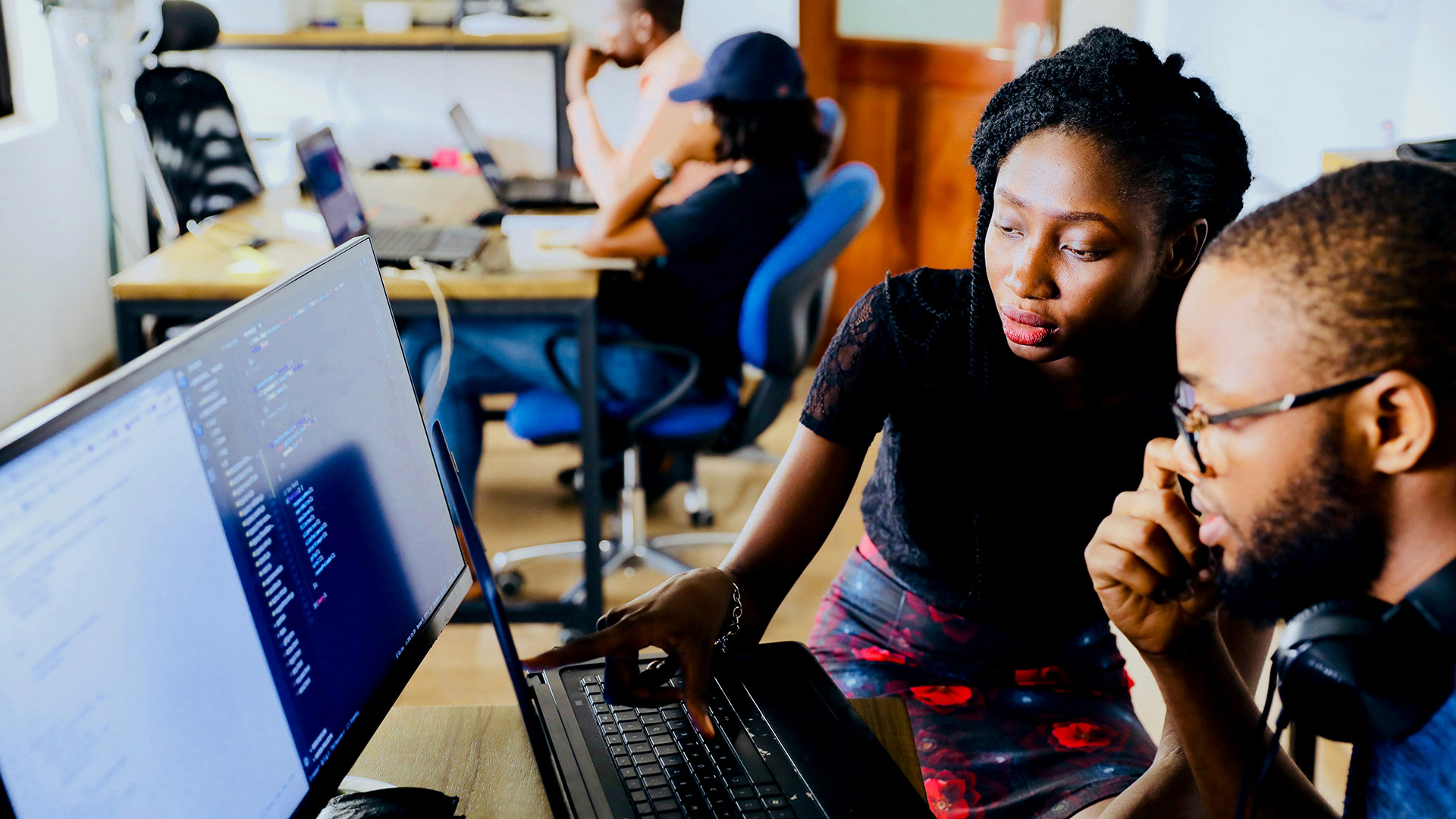 two people at a computer