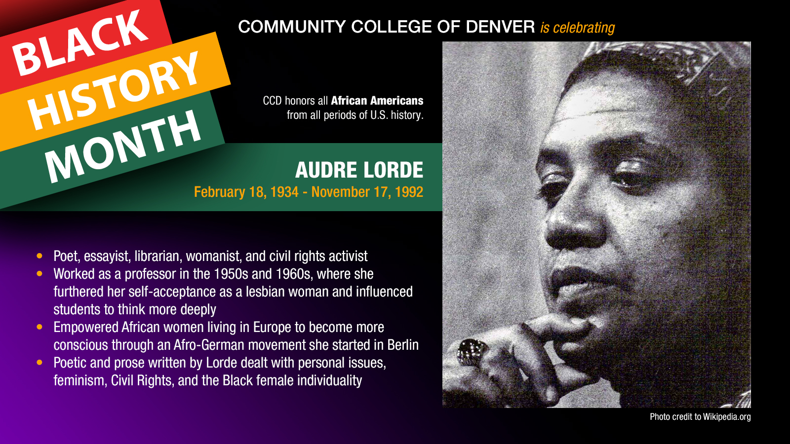 Black History Month. Audre Lorde facts.