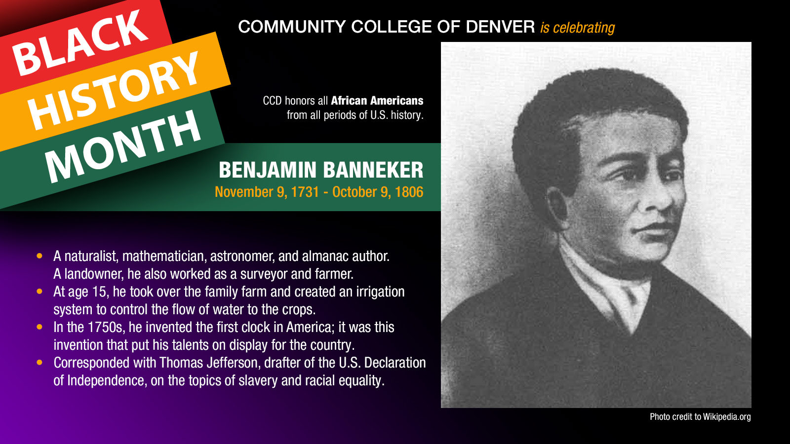 Black History Month. Benjamin Banneker facts.