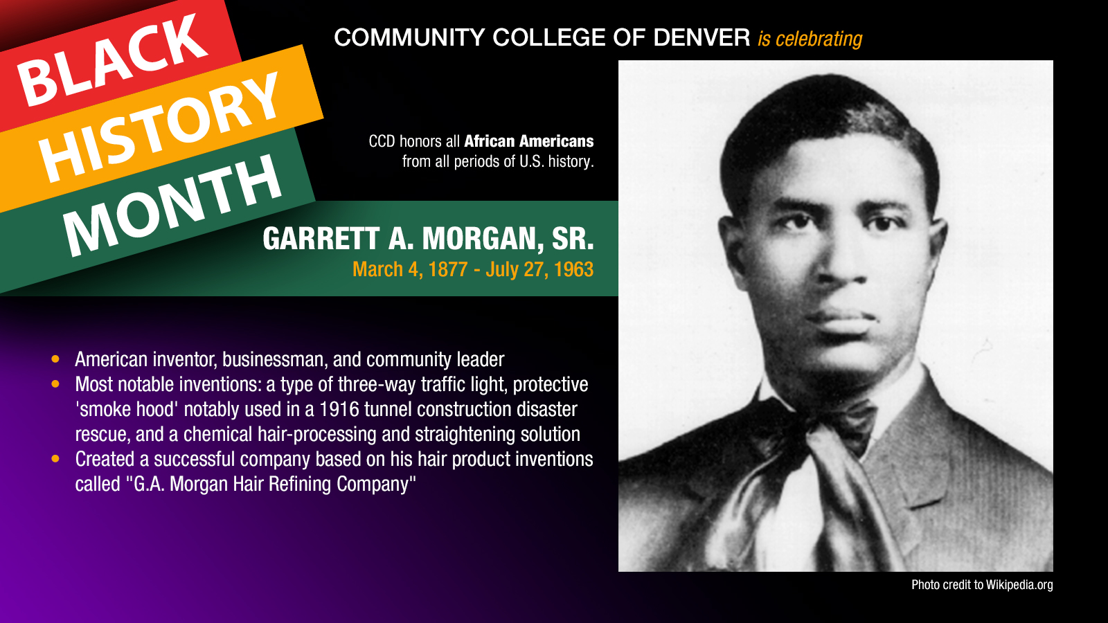 Black History Month. Garrett A. Morgan, SR. facts.