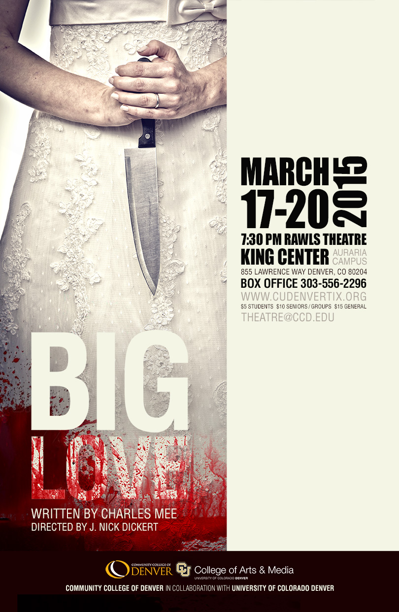 Big Love mini poster with image of bride, blood, and knife