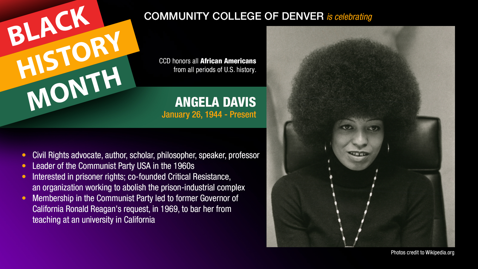 Black History Month. Angela Davis facts