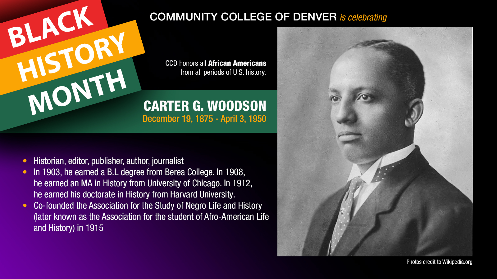 Black History Month. Carter G. Woodson facts
