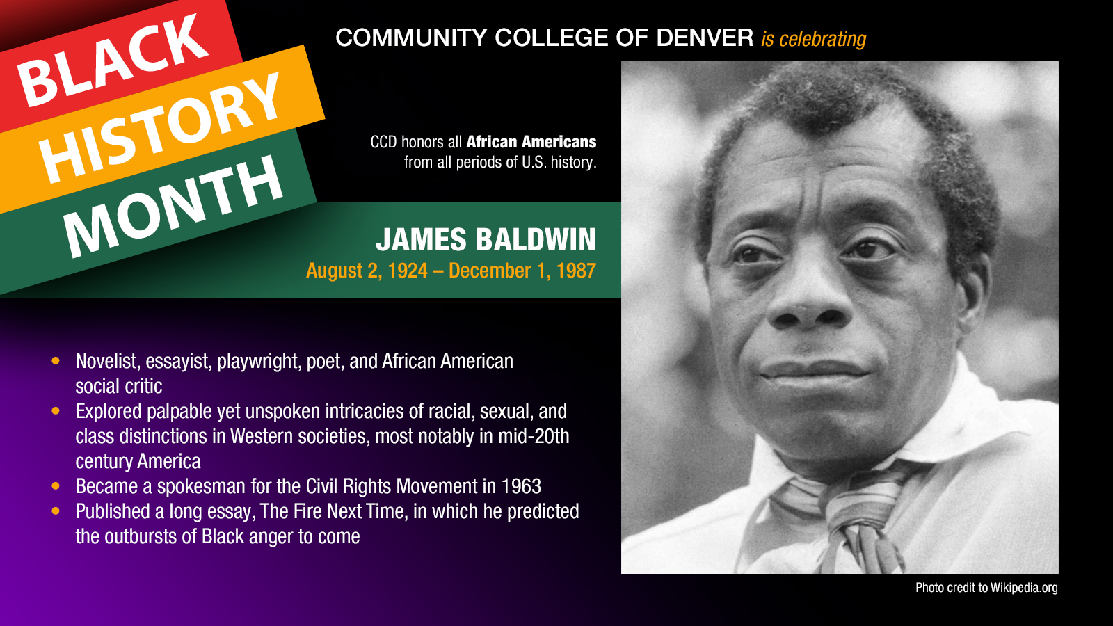 Black History Month. James Baldwin facts.