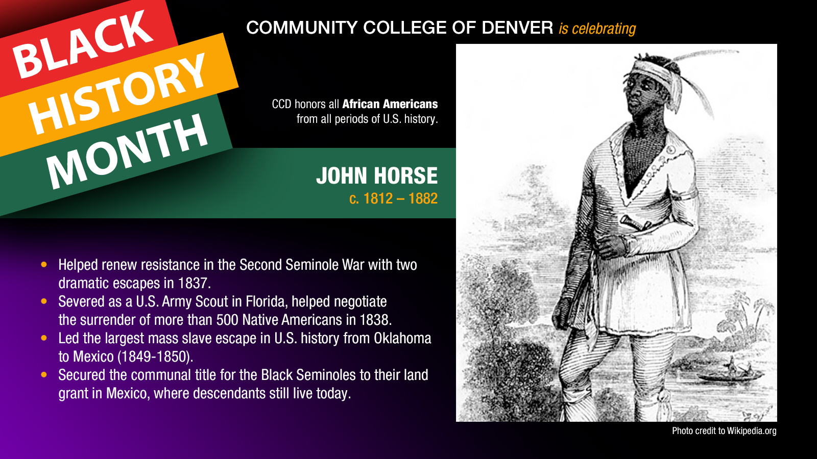 Black History Month. John Horse facts