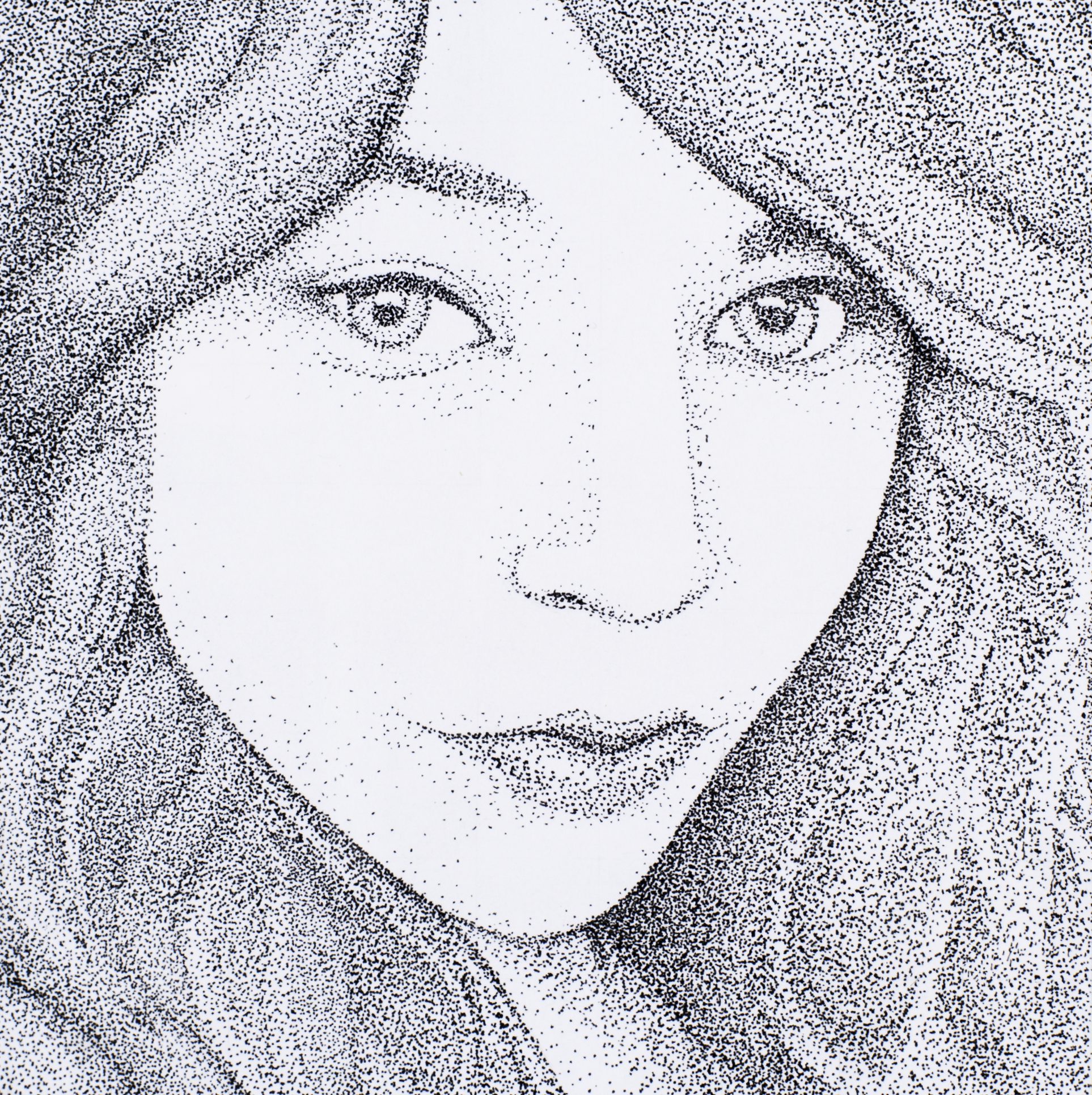 artist's drawing of female with long hair