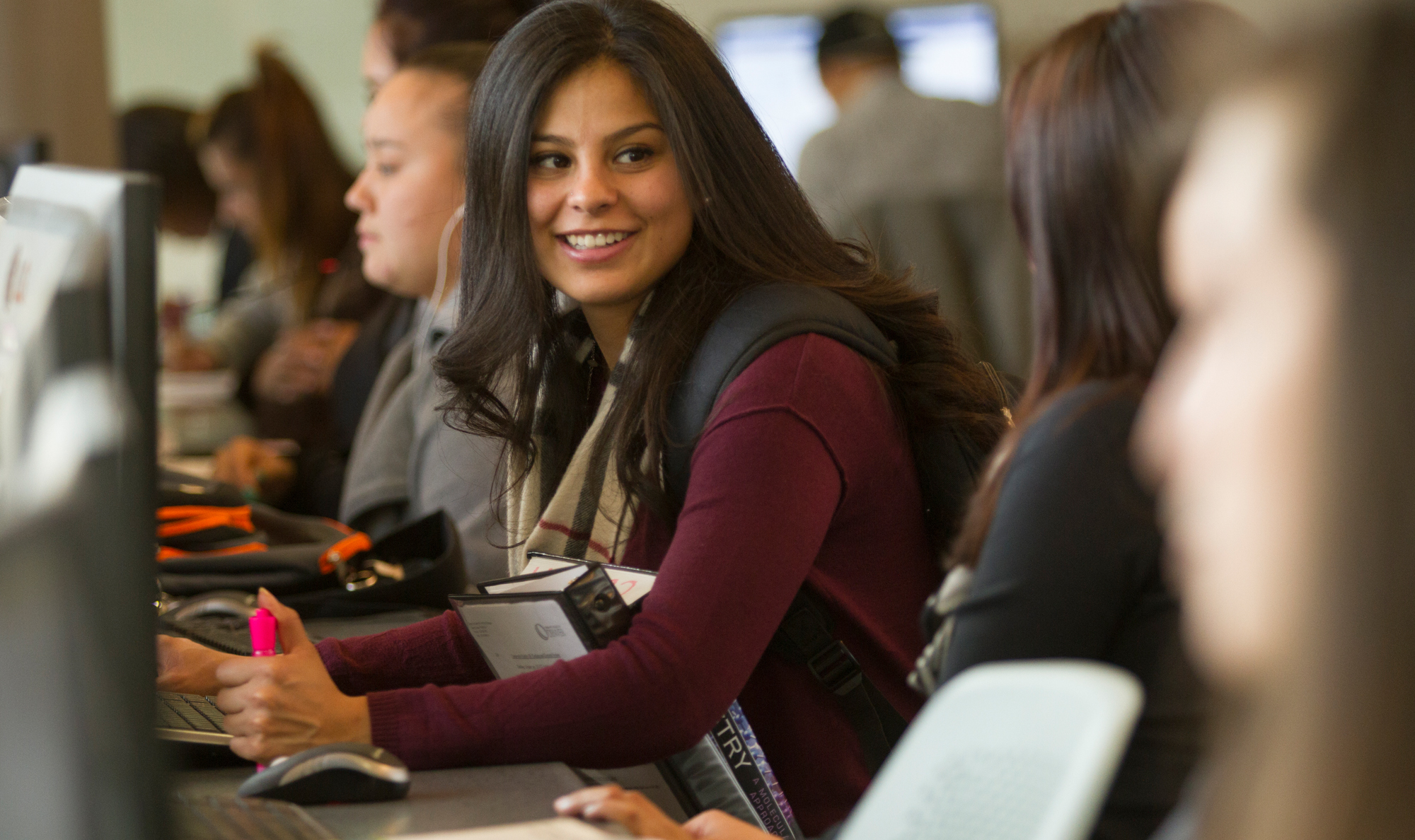 female student in a computer lab