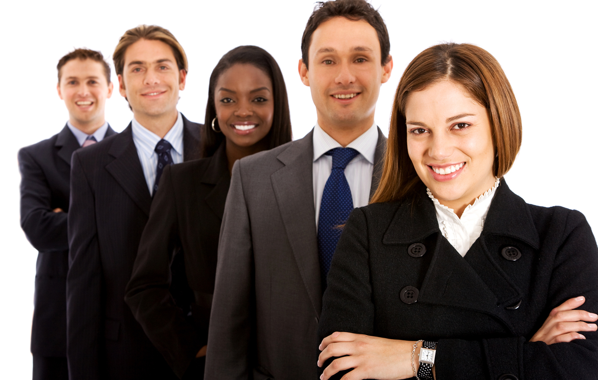 Five college-aged students dressed for interviews