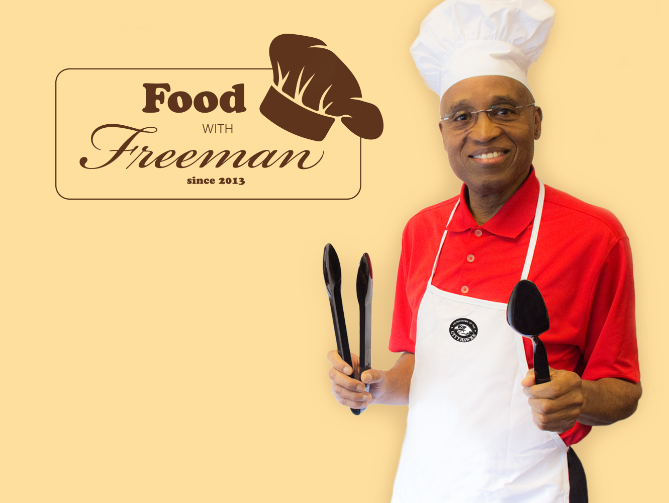 Join President Freeman for Lunch poster of a man in chef gear