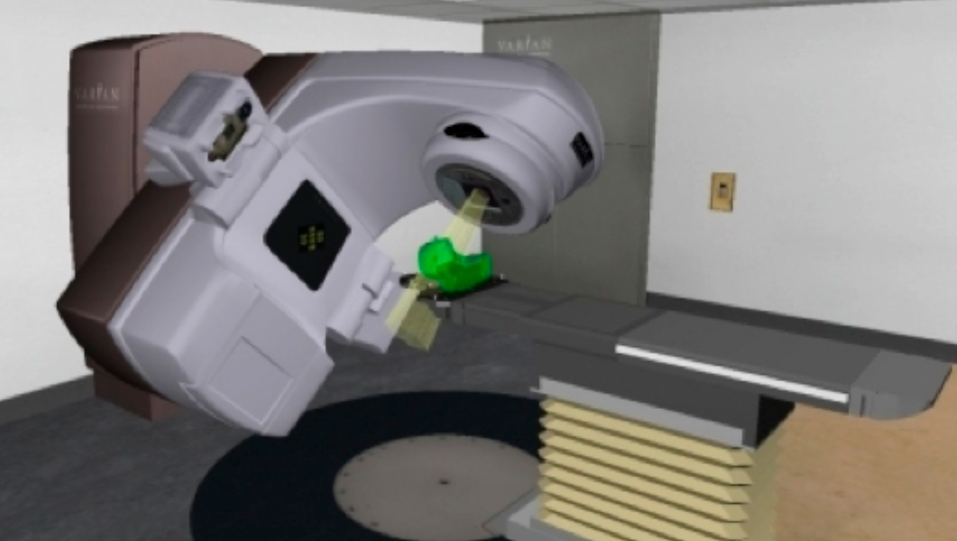 a graphic rendering of a radiation therapy machine