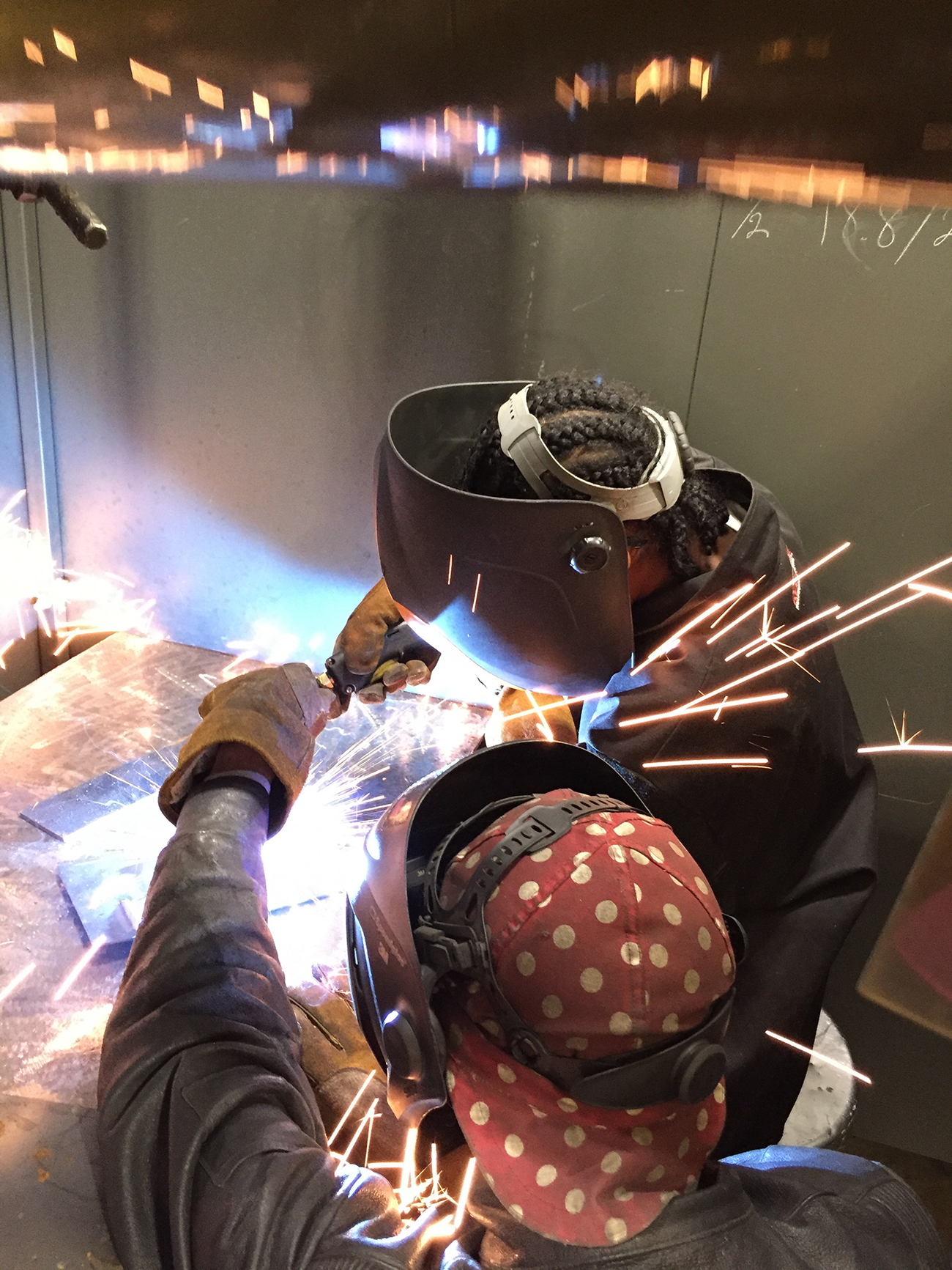 student welding