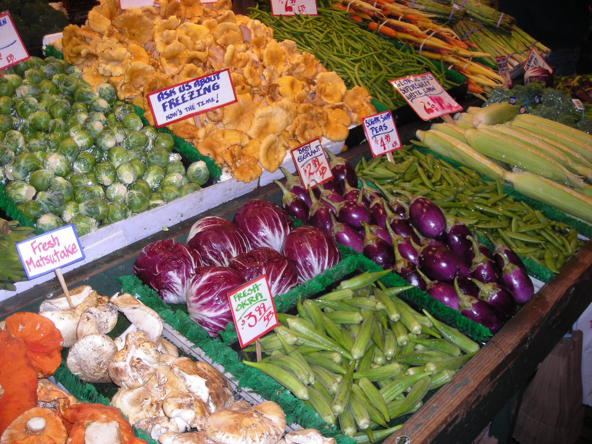 Vegetable market stall at Seattle's Pike Place market