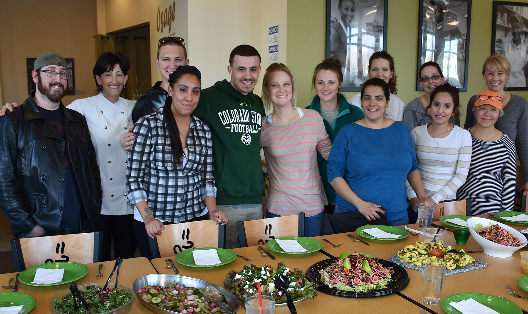 Group Shot of CCD Nutrition Students standing in front of the dishes they have prepared