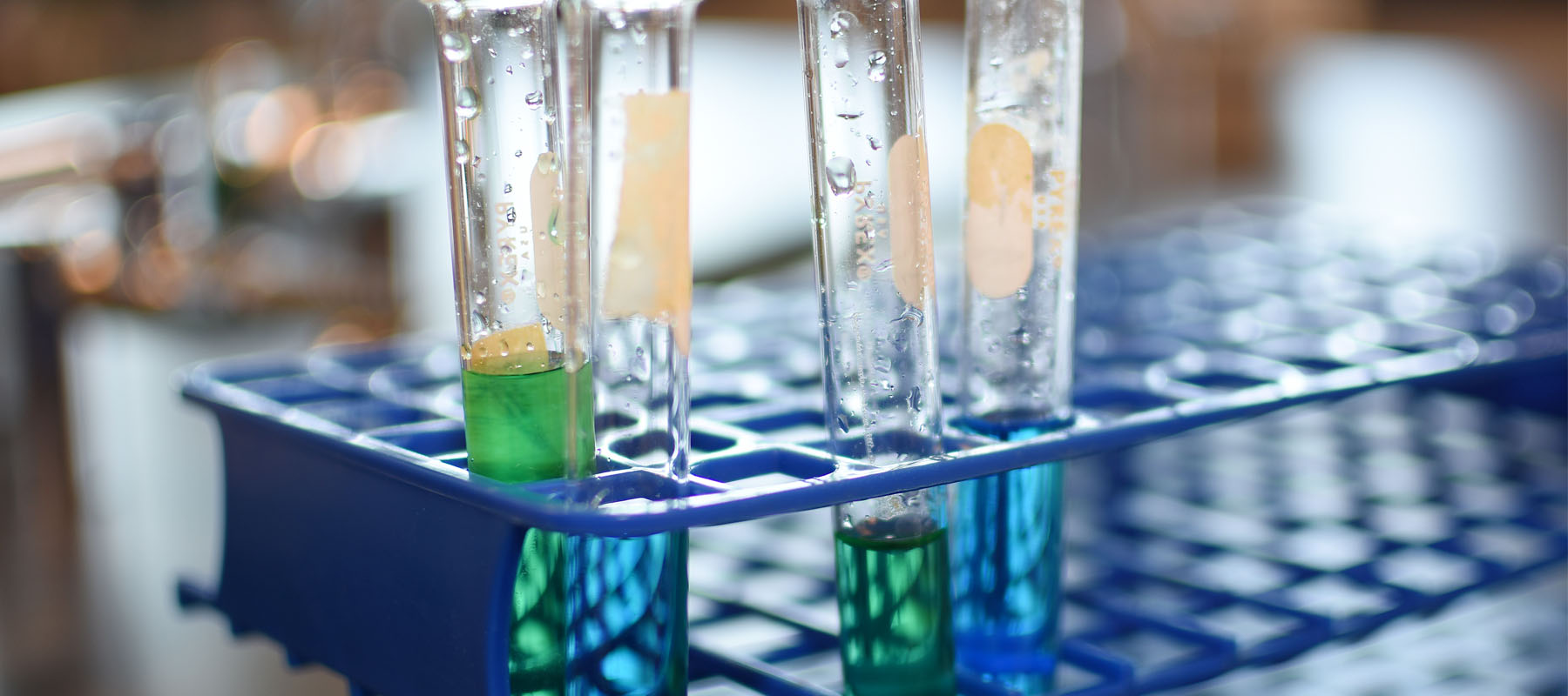 test tubes with green liquid