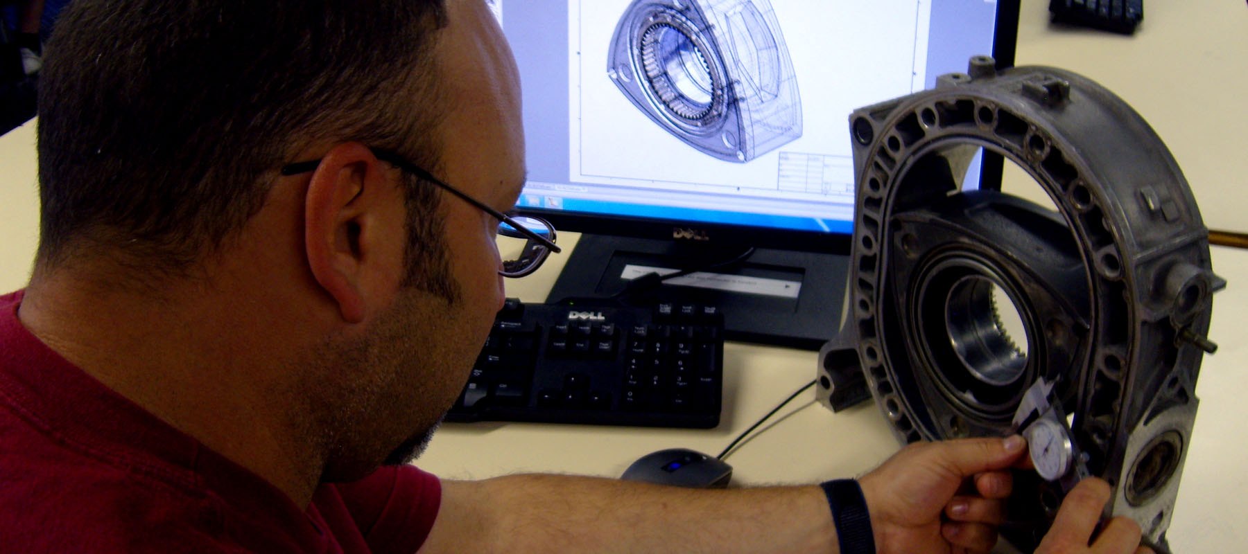 student works on building a machine