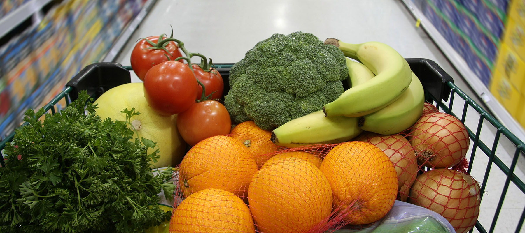 nutritious food, including organges, broccoli, bananas and more