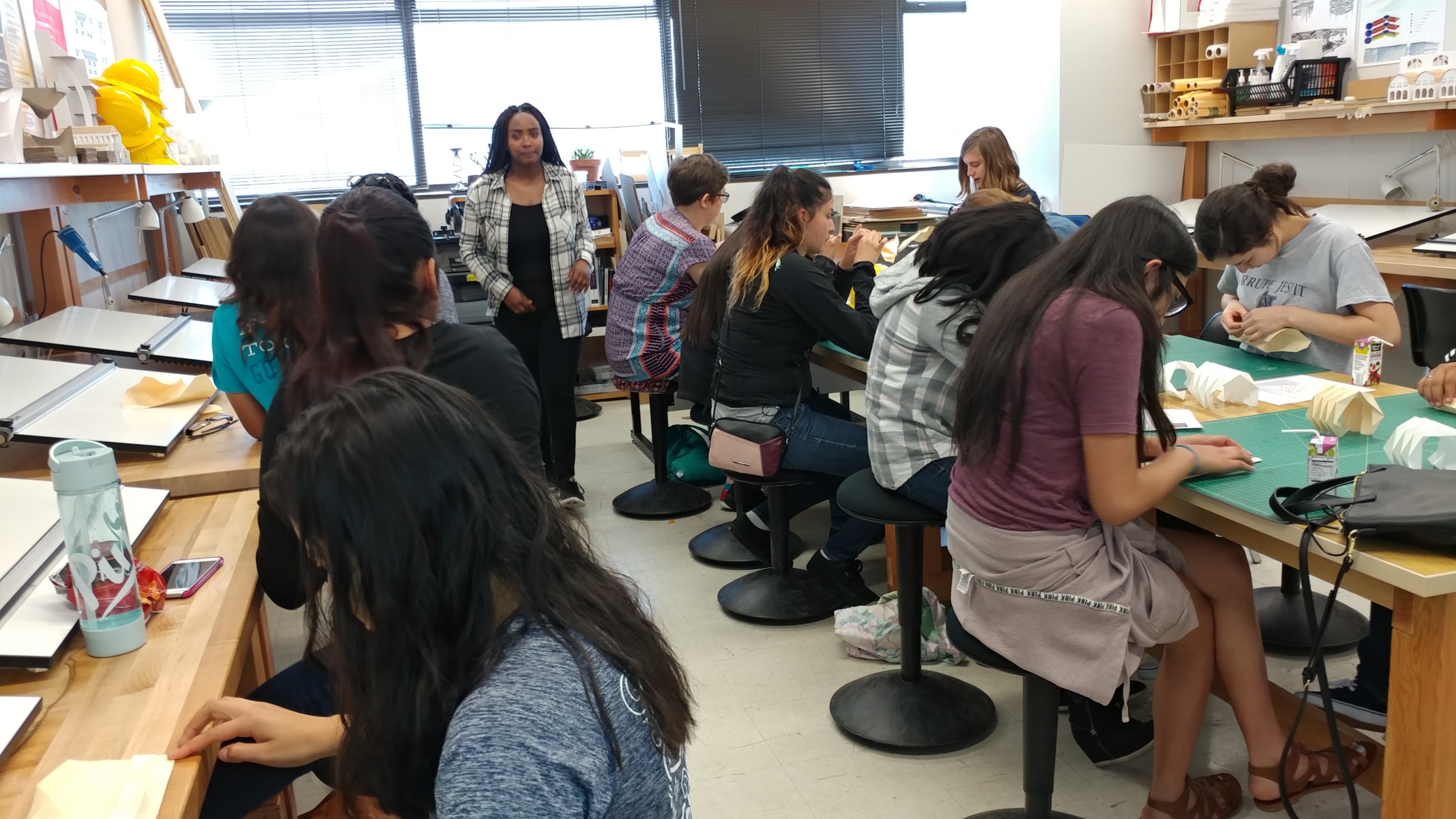 group of girls in lab working at desks