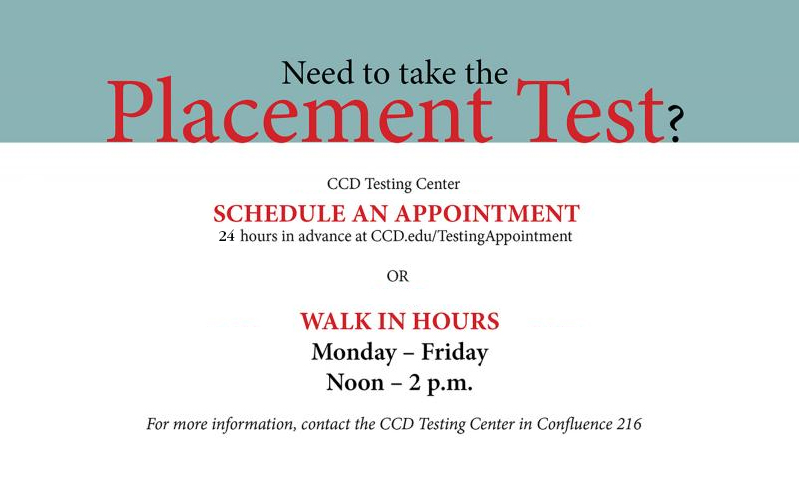 Testing Center - Walk In Hour Monday-Friday Noon - 2:00 p.m. testing center walk in hours poster