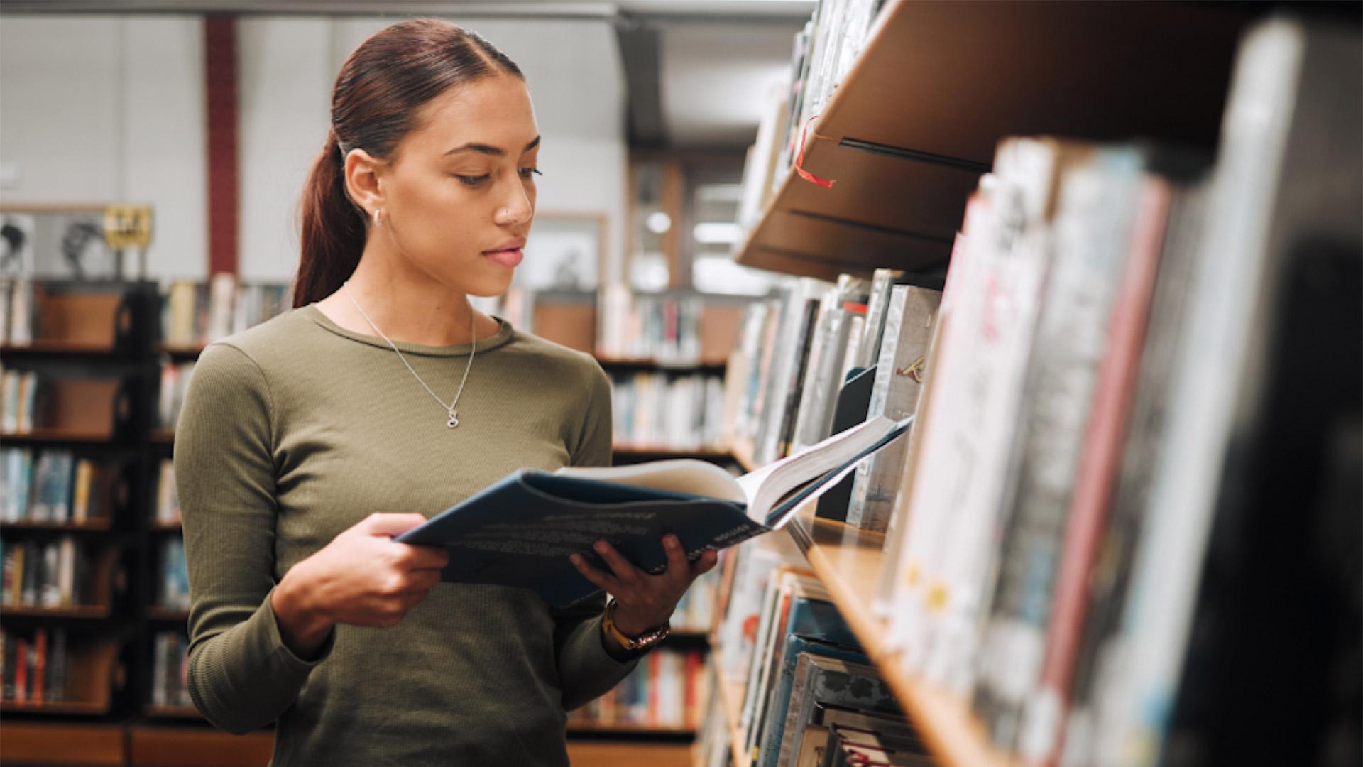 Girl in library