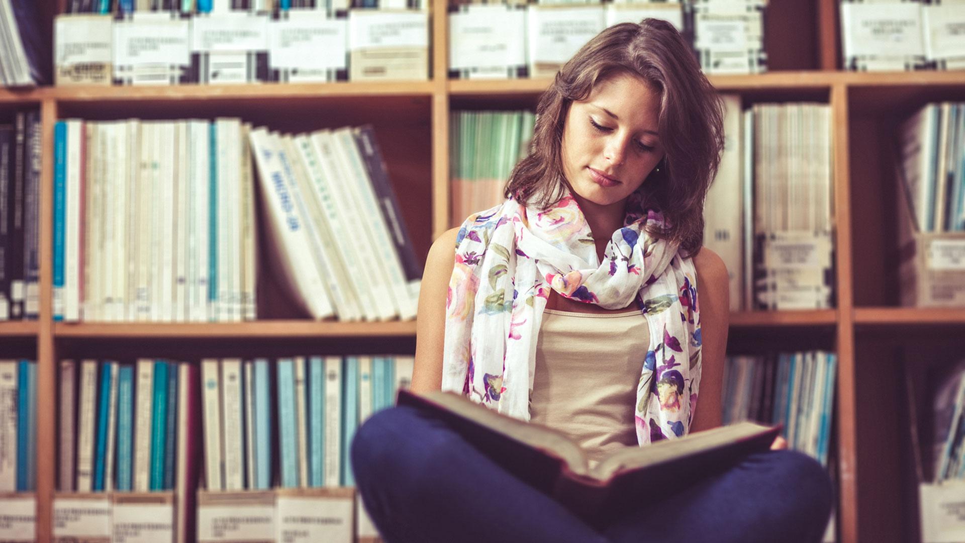 Girl in library