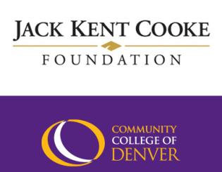 Jack Kent Cooke Foundation logo. Community College of Denver logo