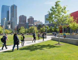 Students walking on campus