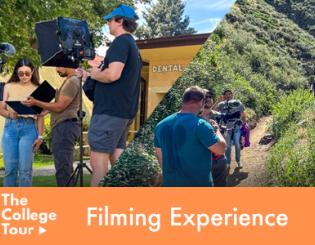 Film crew talking to CCD students. The College Tour Filming Experience