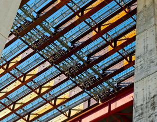 I-beams used in construction of building