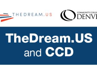 The Dream.US logo. Community College of Denver logo. The Dream.US and CCD.