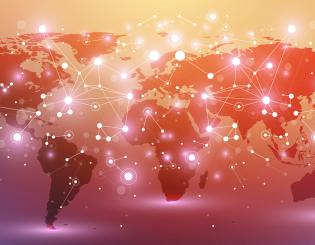 map of the world showing the connections through light