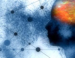 graphic of the human brain lighting up with heat spots