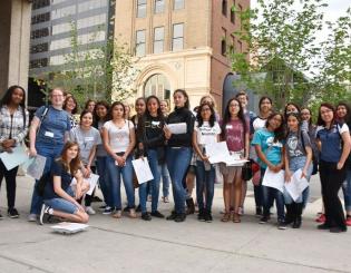 group of young ladies in downtown Denver