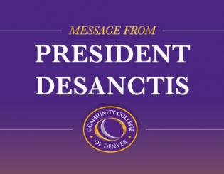 Message from President DeSanctis. CCD logo