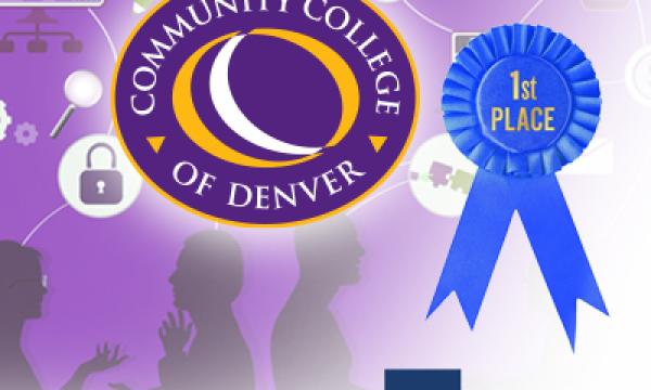 Community College of Denver logo and Ragan logo. A blue ribbon 1st place ribbon to represent the acknowledgement as a top place to work.