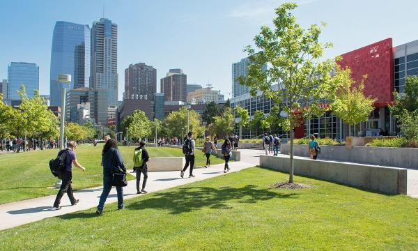 Students walking on campus