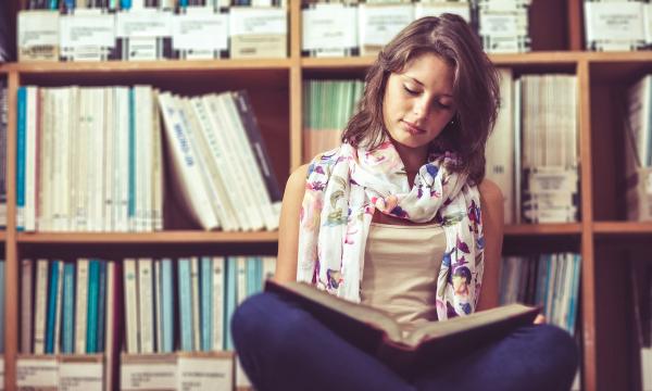 Girl in library