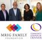 People in business clothes smiling. MRIG Family Foundation logo. Community College of Denver logo.