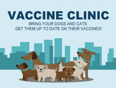 Pet Vaccine Clinic. Bring your dogs and cats. Get them up to date on their vaccines.