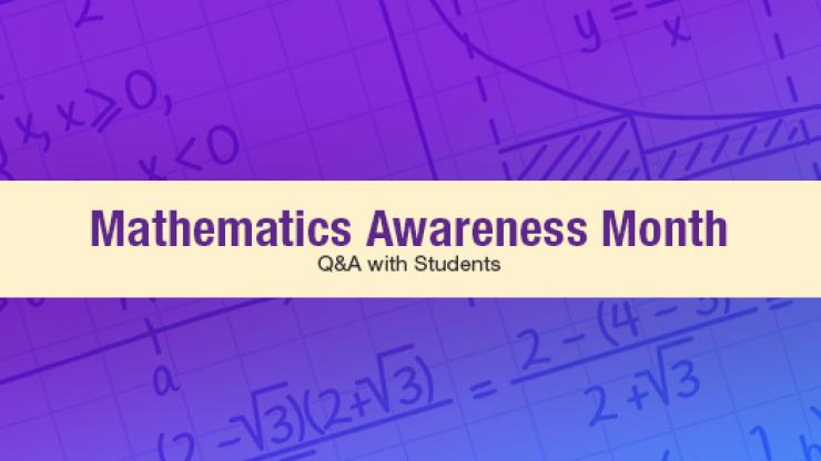 Math symbols in the background for Mathematics Awareness Month.