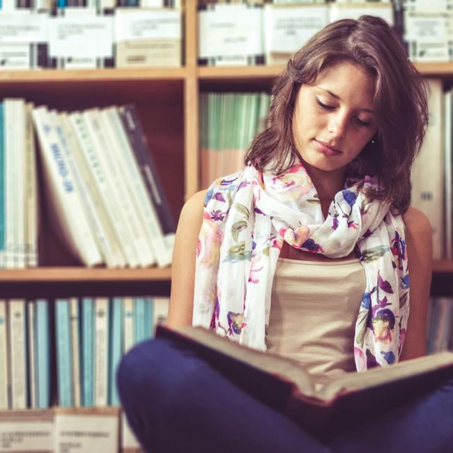 Girl in library