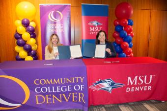 CCD and MSU Presidents DeSanctis and Davidson sign joint vision statement for transfer success