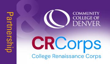 Community College of Denver logo. CRCORPS logo. Partnership