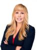 headshot picture of Leena Bella Mayo, dark blonde hair, brown eyes, blue suit jacket, red blouse
