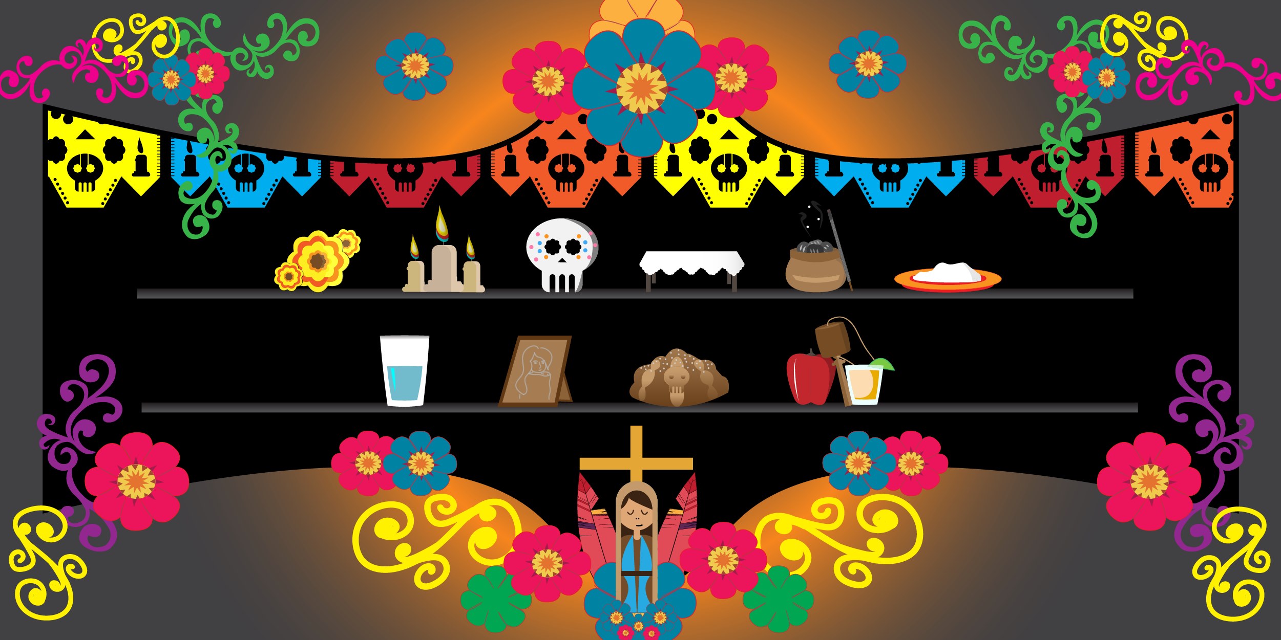 graphic ofrenda for dia de los muertos
